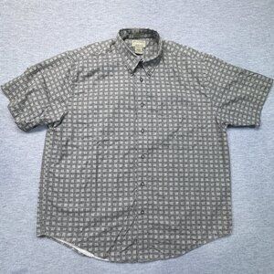 Natural Issue Mens Khaki Button Up Shirt Short Sleeve Wrinkle Free Cotton Size L